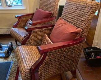 Pair of Rattan Chairs w/ Wood Frame