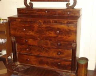 Mahogany Empire chest W/ carved paws & wings