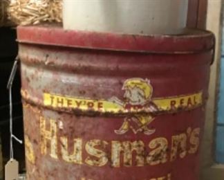 Vintage potato chip can. 