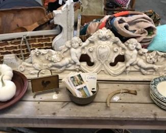 Wooden plates and wood bits. 