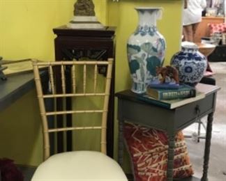 Candelabra and oil painting. 