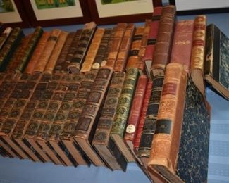 Antique leather bound books