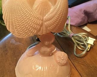 Vintage pink lady dresser lamp