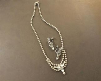 Vintage Rhinestone Necklace & Earings