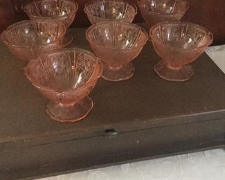 Pink Depression Cherry Blossom sherbets.  There are 7 