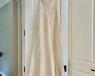 $2,200 - Peter Langner Ivory Silk Organza Wedding Gown; Label Size 10;  Designed and made in Milan; 