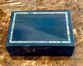 $30 - Eccolo wooden decorative box with inlaid detail. 2.5"H x 7"W x 5"D