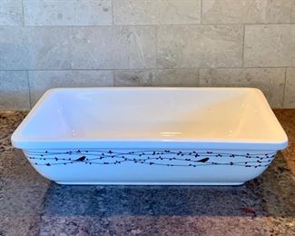 $20 - Ciroa porcelain casserole dish with birds and leaves design.  3"H x 12"W x 8.5"D 