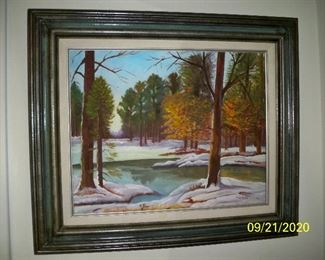 Winter Stream Painting