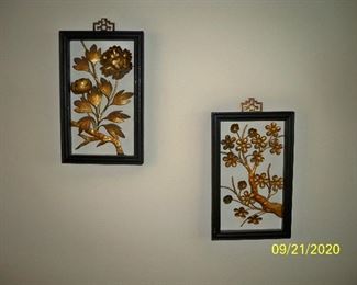 2 - Framed Asian style Metal art wall hangings
