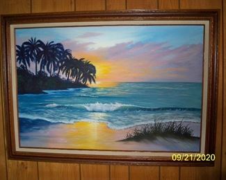 Beach at Sunset Painting