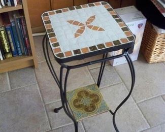Tile top with metal base Plant stand