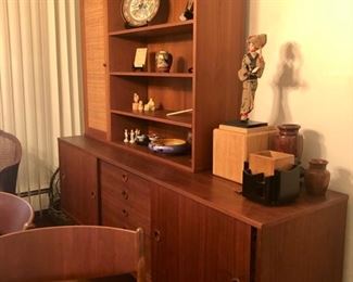 Dux Teak MCM Dining table, chairs, credenza, cabinet