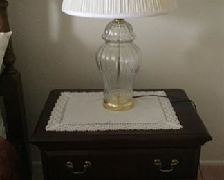 End table and Lamp with glass base.
