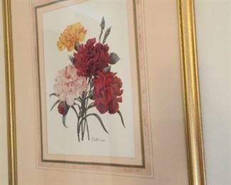 Framed floral print.