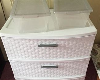 Plastic three-drawers organizer.