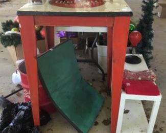 Carport items - tall pub table With Corona logo on top/ 42” tall