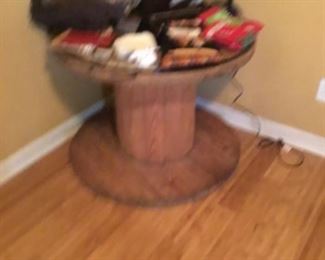 Large cable spool - used as table - decor