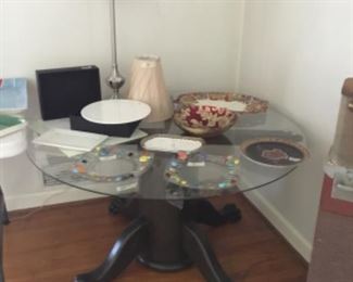 Inside House - glass top table with decor