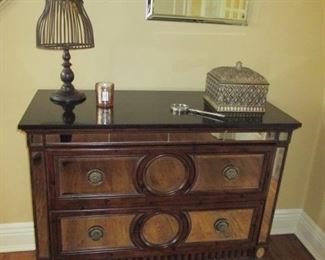 Mirrored Marble Top Two Draw Chest