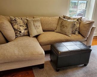 sofa with chaise: 28h x 101w x 56d.   ottoman: 18h x 30w x 17d rug: 7.5' x 5.25'