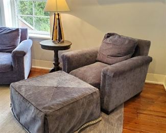 chairs: 34h x 40w x 42d. ottoman 16h x 31w x 31d.  