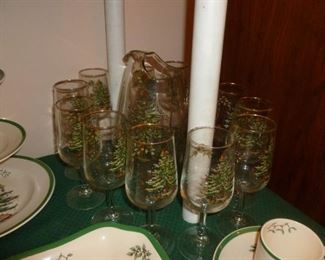 Spode Christmas glasses & pitcher