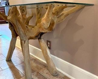 Branch base glass top sofa / entry table 