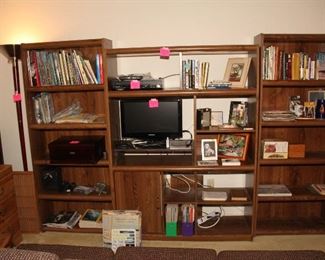 Book Cases, Entertainment Center, Small Flat Screen TV