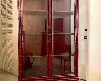 Gorgeous Vintage Polished Chinoiserie  Display Cabinet Measures  35"w x 13.5"dp x 70"h  $700