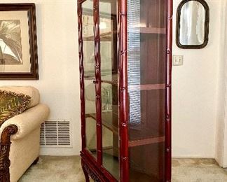 Gorgeous Vintage Polished Chinoiserie  Display Cabinet Measures  35"w x 13.5"dp x 70"h  $700