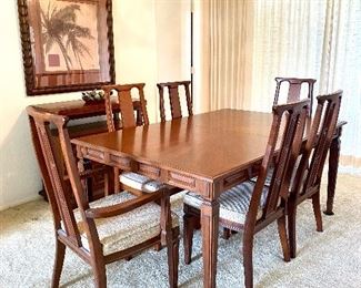 SOLD Ricardo Lynn 1970's Dining Table with 6 Chairs and Table Pads $500  SOLD