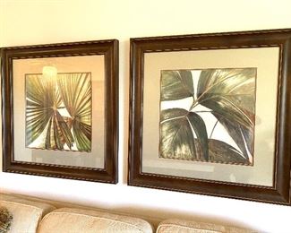 Pair Heavy Framed Palm Art, $125 ea