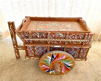 Vintage Painted Rolling Tea Cart in Costa Rican Tradition  $250