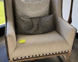 #5) - $500 - Upholstered Arm Chair in Two Tone Linen  36w x 37d x 44h. 