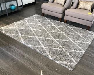 #8) - $350 - Turkish Rug Grey with White.  90 x 64.