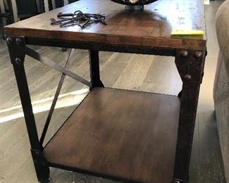 #9) - $100 -Industrial Style Metal End Table.  26w x 22d x 25h.