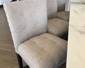 #10) - $300 -Set of 3 Upholstered Barstools with Nailhead Trim.  29 inch seat height.
