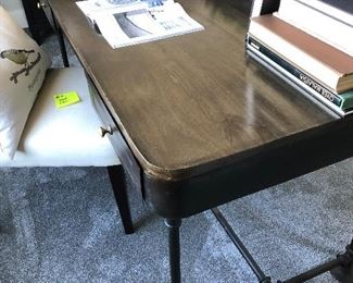 #15)  $400 - Industrial Desk  Solid Wood Top with Iron Frame.  58w x 29d x 28h.  Chair Sold Separately.  This item may not be picked up until Wednesday, Oct 14 between 3:00 and 7:00 p.m.
