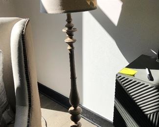 #27)  $60 - Solid Wood Floor Lamp.  58 inches tall. 