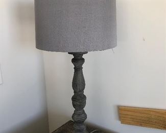 #26)  $120 - Pair of Solid Wood Gray Table Lamps.  30 inches tall.  ($60 each lamp. $120 for the pair)