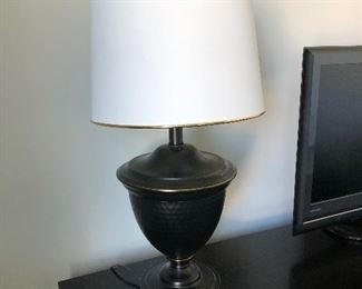 #30)  $40 - Metal Table Lamp with Gold Trim.  29 Inches Tall. 