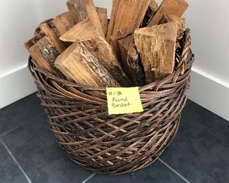 #113) $20 - Round Woven Basket with Firewood.  