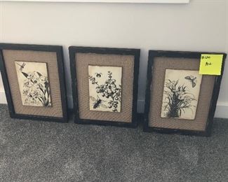 #120)  $40 - Set of 3 Framed Art. 11 x 14.