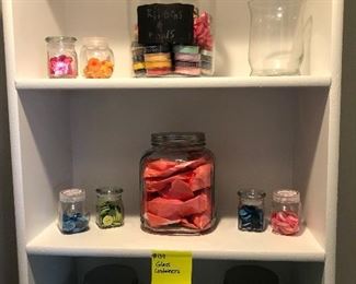 #139) $20 - Assortment of Glass Containers with various contents.