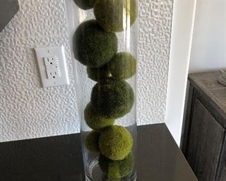 #146) $20 -Glass Cylinder with Moss Balls.  