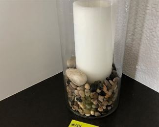 #154) $10 - Glass Cylinder and Candle. 