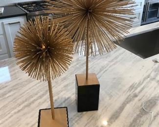 #157) $40 - Set of 2 Decorative Gold Spheres.