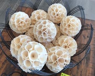 #181) $20 - Large Wire Basket with Decorative Balls.  