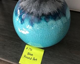 #192) $15 - Blue Round Decorative Art.